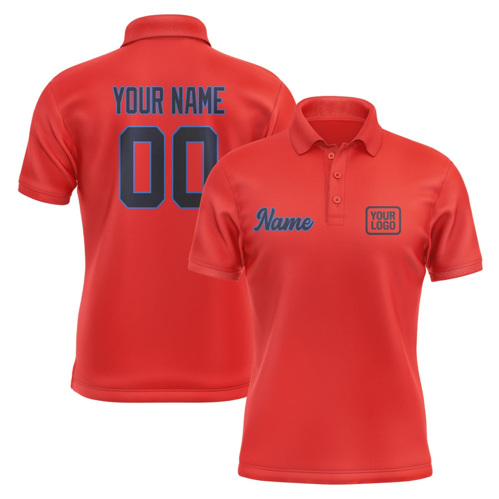 Custom Orange Red Navy Short-Sleeve Polo Shirt