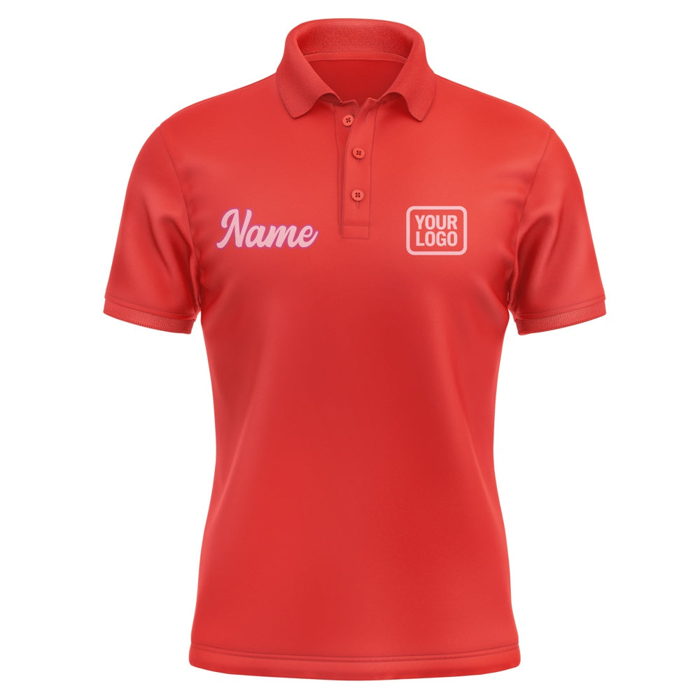 Custom Orange Red Light Pink Short-Sleeve Polo Shirt