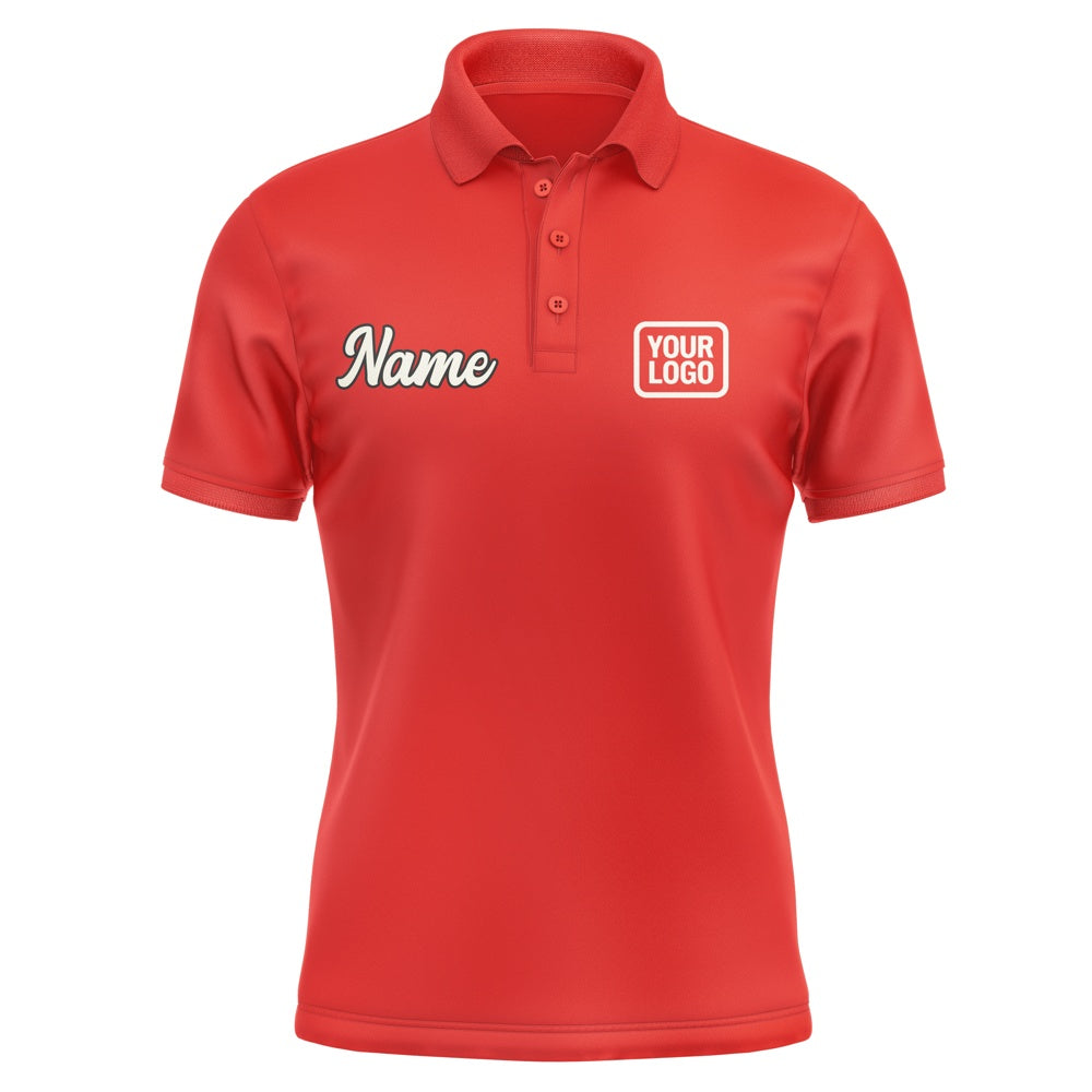 Custom Orange Red Cream Short-Sleeve Polo Shirt