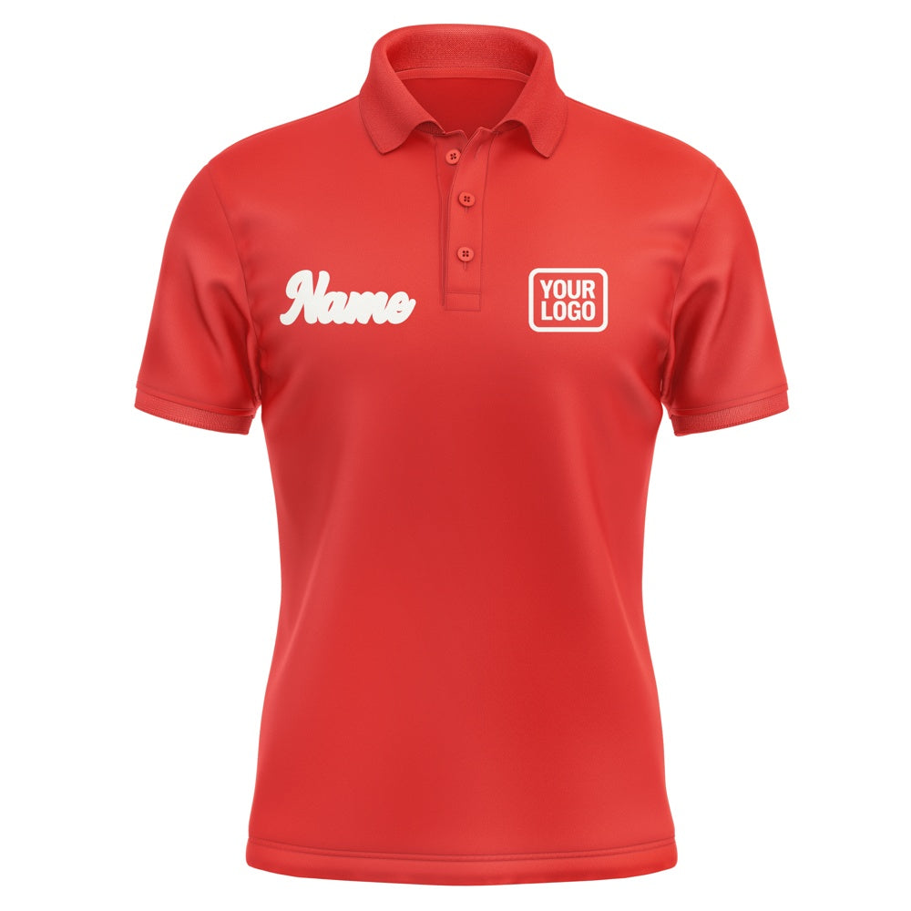 Custom Orange Red White Short-Sleeve Polo Shirt