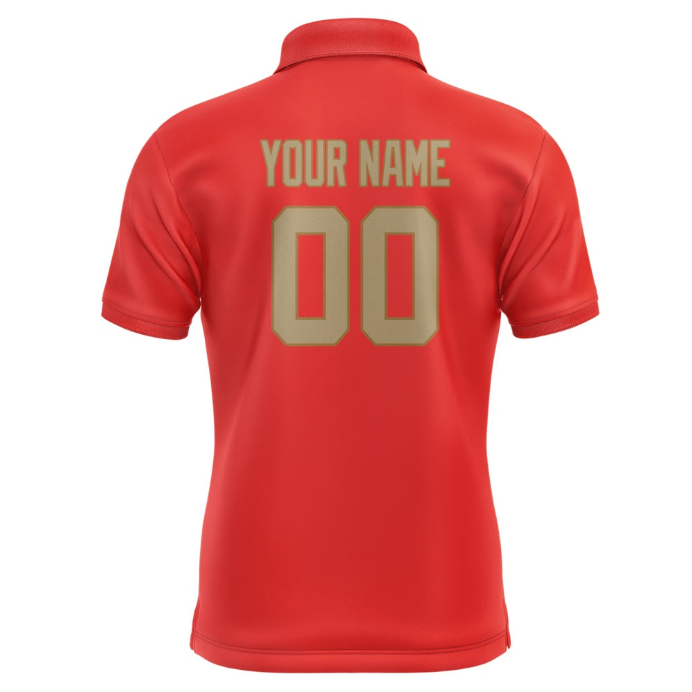 Custom Orange Red Light Khaki Short-Sleeve Polo Shirt
