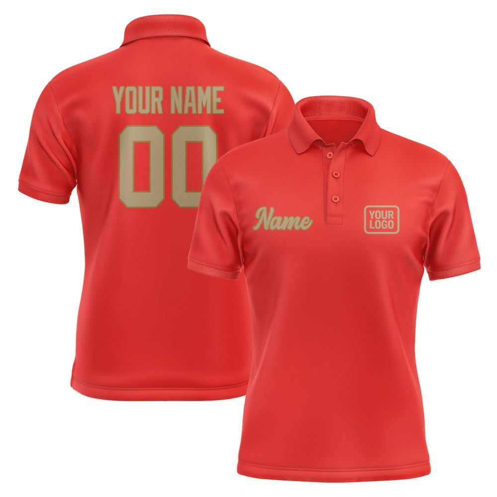 Custom Orange Red Light Khaki Short-Sleeve Polo Shirt