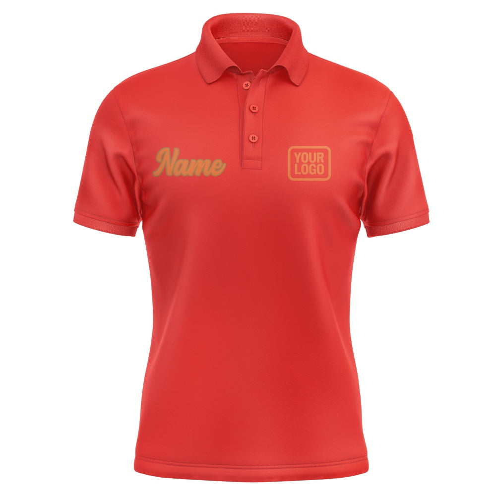 Custom Orange Red Orange Short-Sleeve Polo Shirt