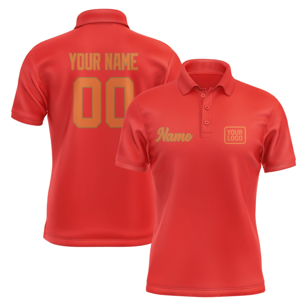 Custom Orange Red Orange Short-Sleeve Polo Shirt