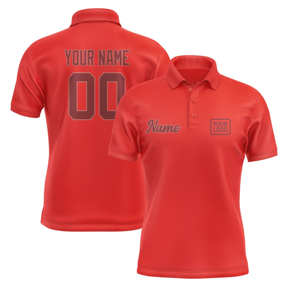 Custom Orange Red Crimson Red Short-Sleeve Polo Shirt