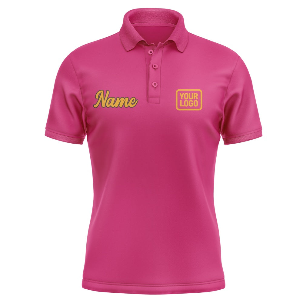 Custom Pink Yellow Short-Sleeve Polo Shirt