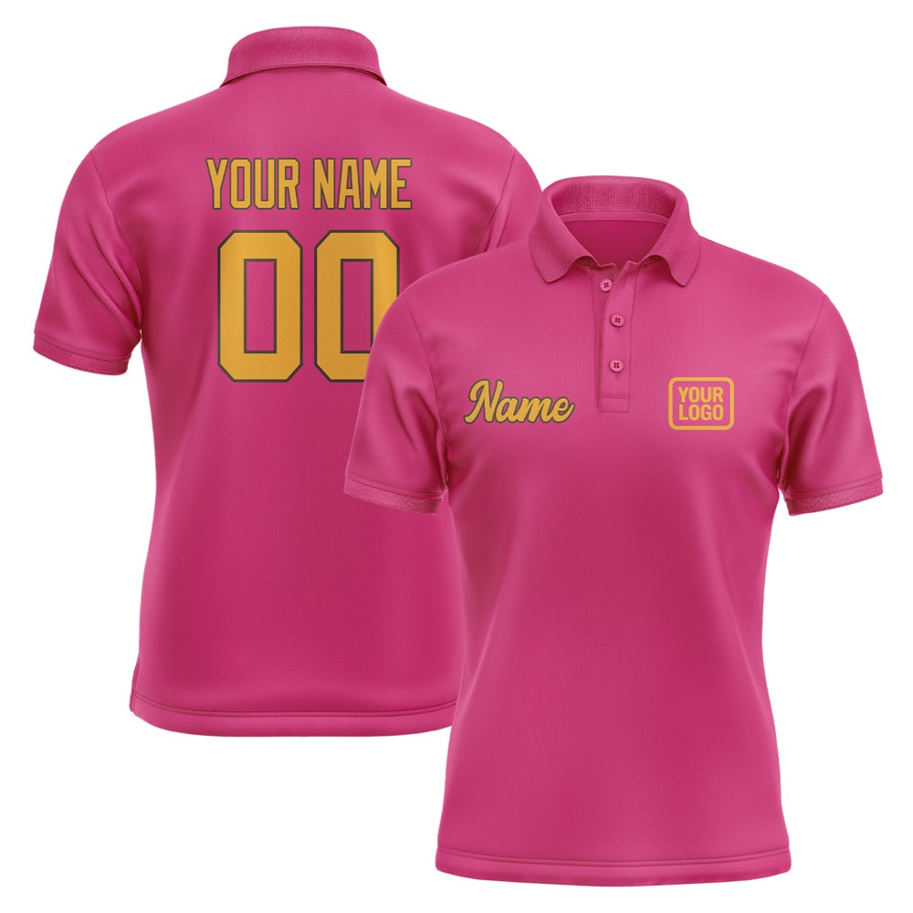 Custom Pink Yellow Short-Sleeve Polo Shirt