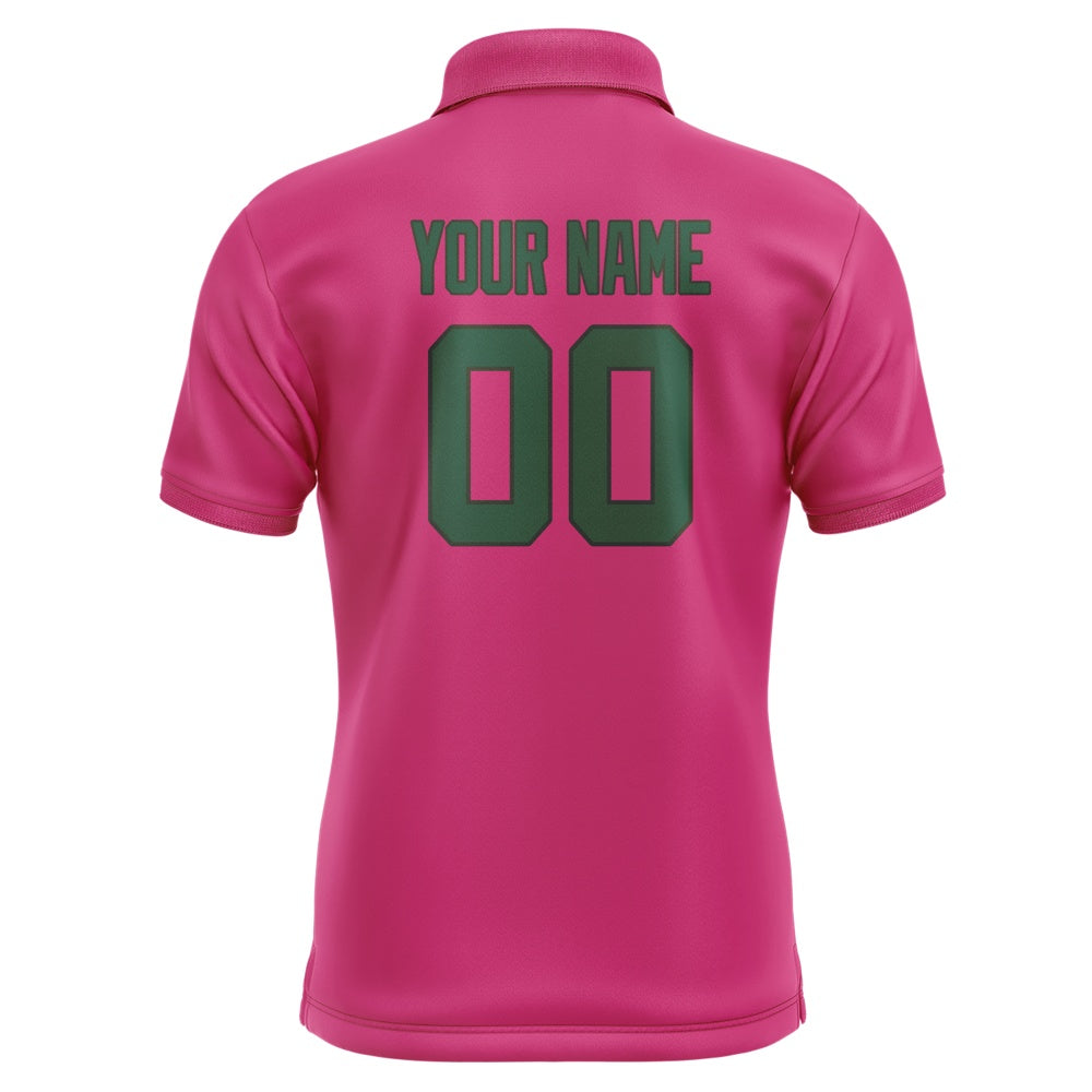 Custom Pink Green Short-Sleeve Polo Shirt