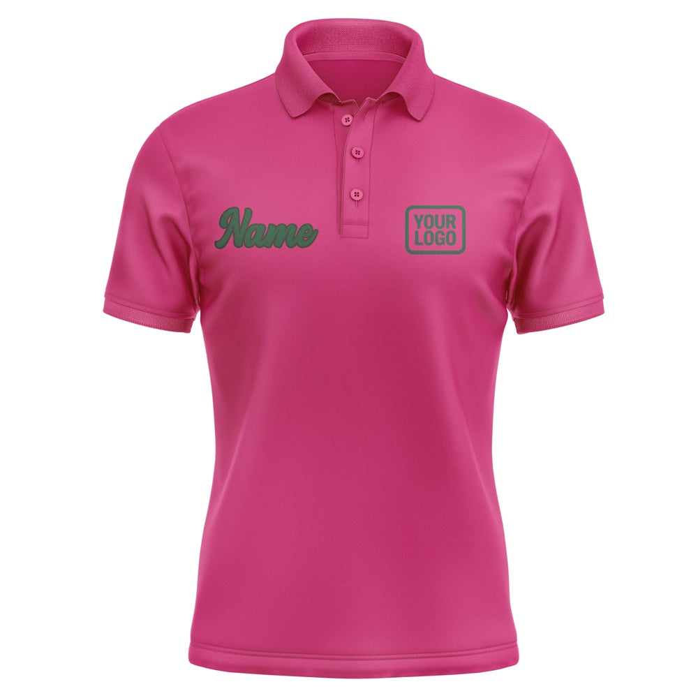 Custom Pink Green Short-Sleeve Polo Shirt