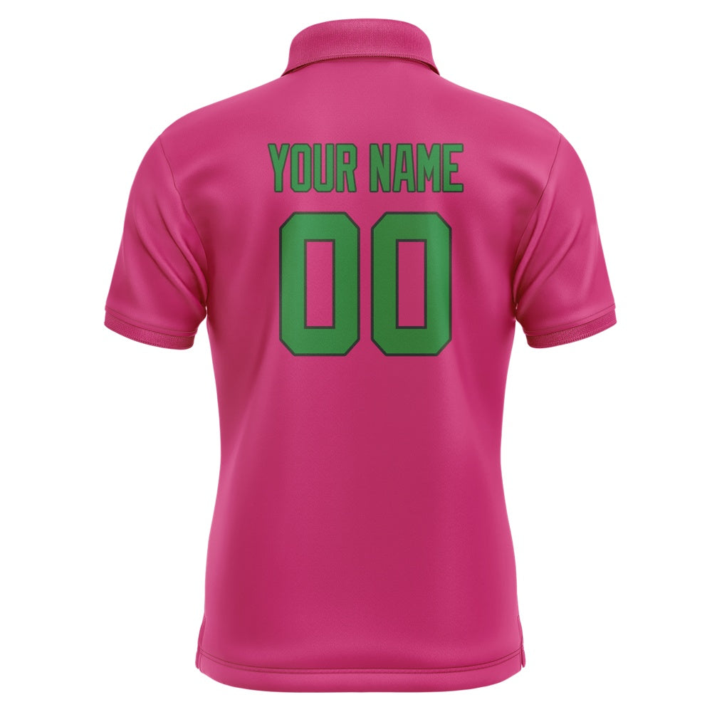 Custom Pink Emerald Green Short-Sleeve Polo Shirt