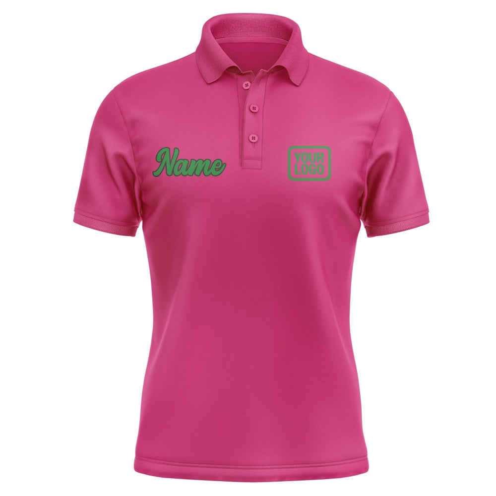 Custom Pink Emerald Green Short-Sleeve Polo Shirt