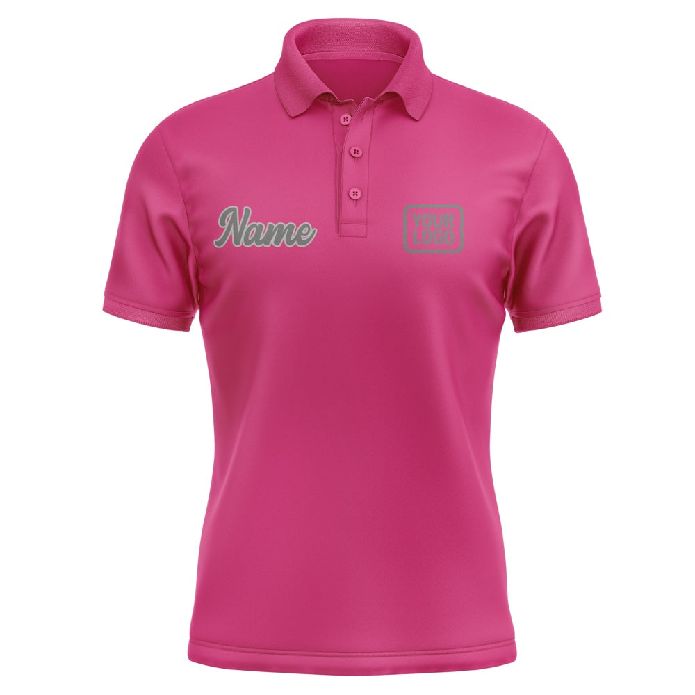 Custom Pink Dark Grey Short-Sleeve Polo Shirt