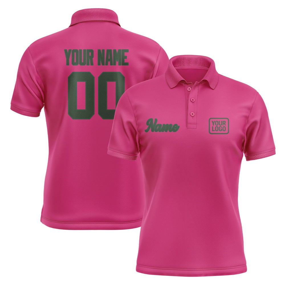 Custom Pink Dark Green Short-Sleeve Polo Shirt