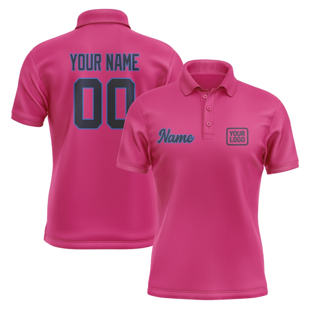 Custom Pink Navy Short-Sleeve Polo Shirt