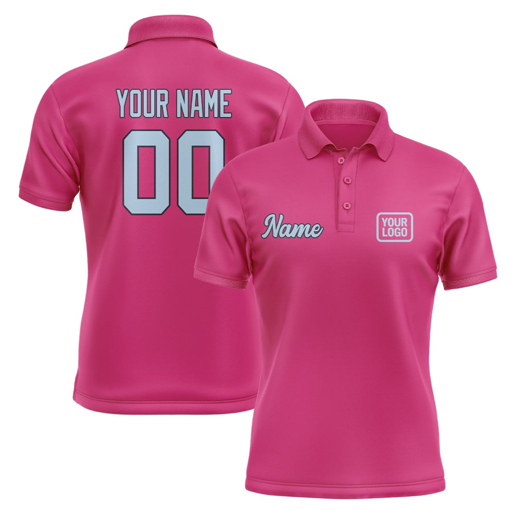 Custom Pink Light Blue Short-Sleeve Polo Shirt