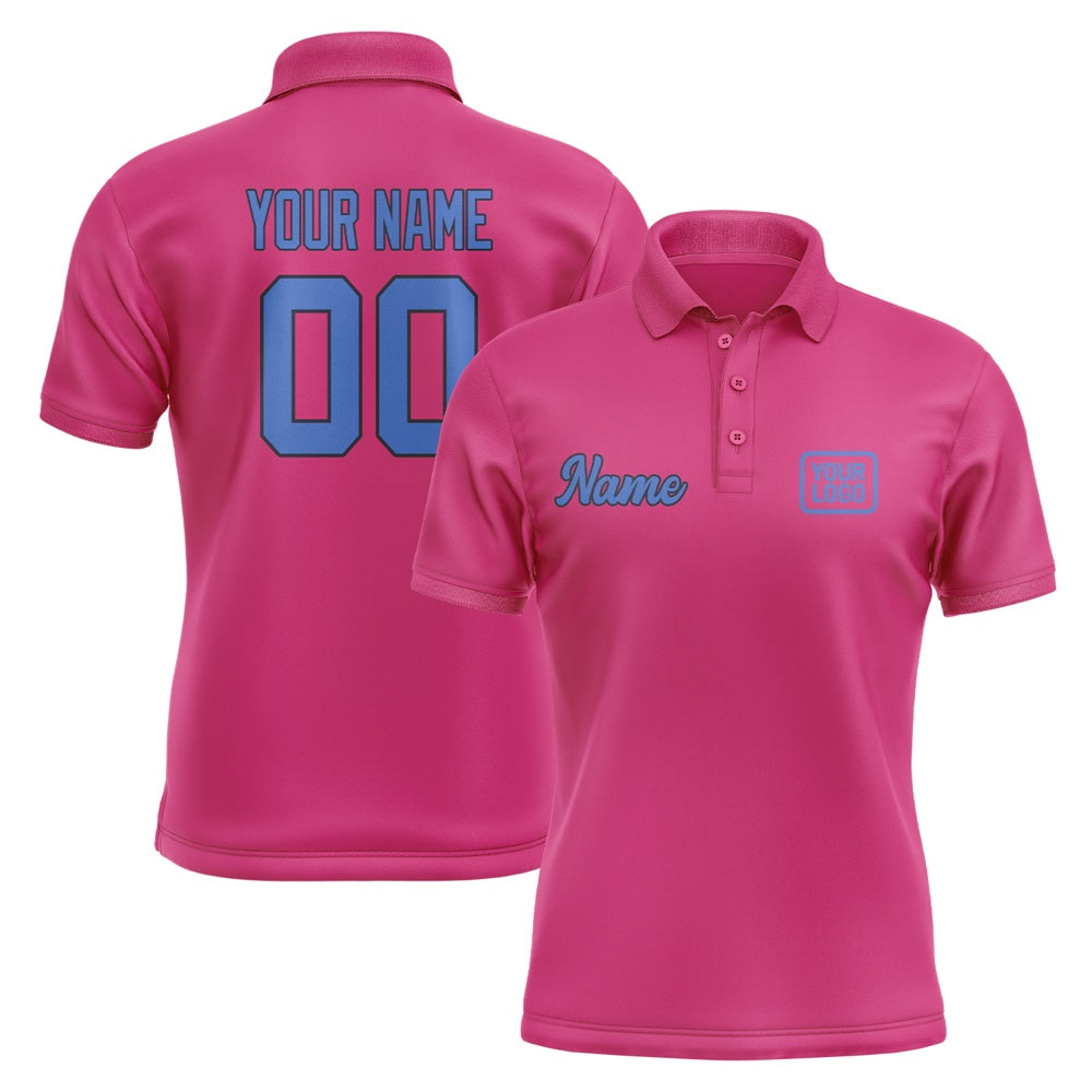 Custom Pink Sky Blue Short-Sleeve Polo Shirt