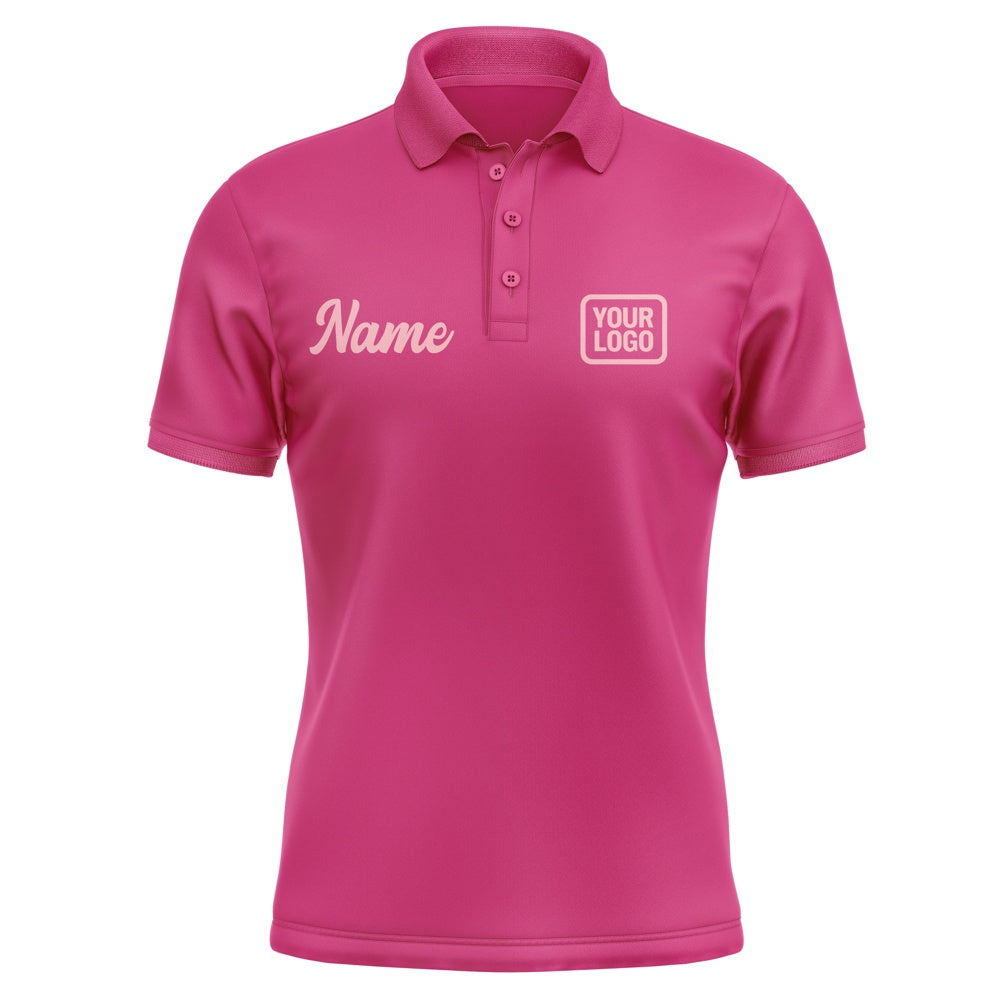 Custom Pink Light Pink Short-Sleeve Polo Shirt
