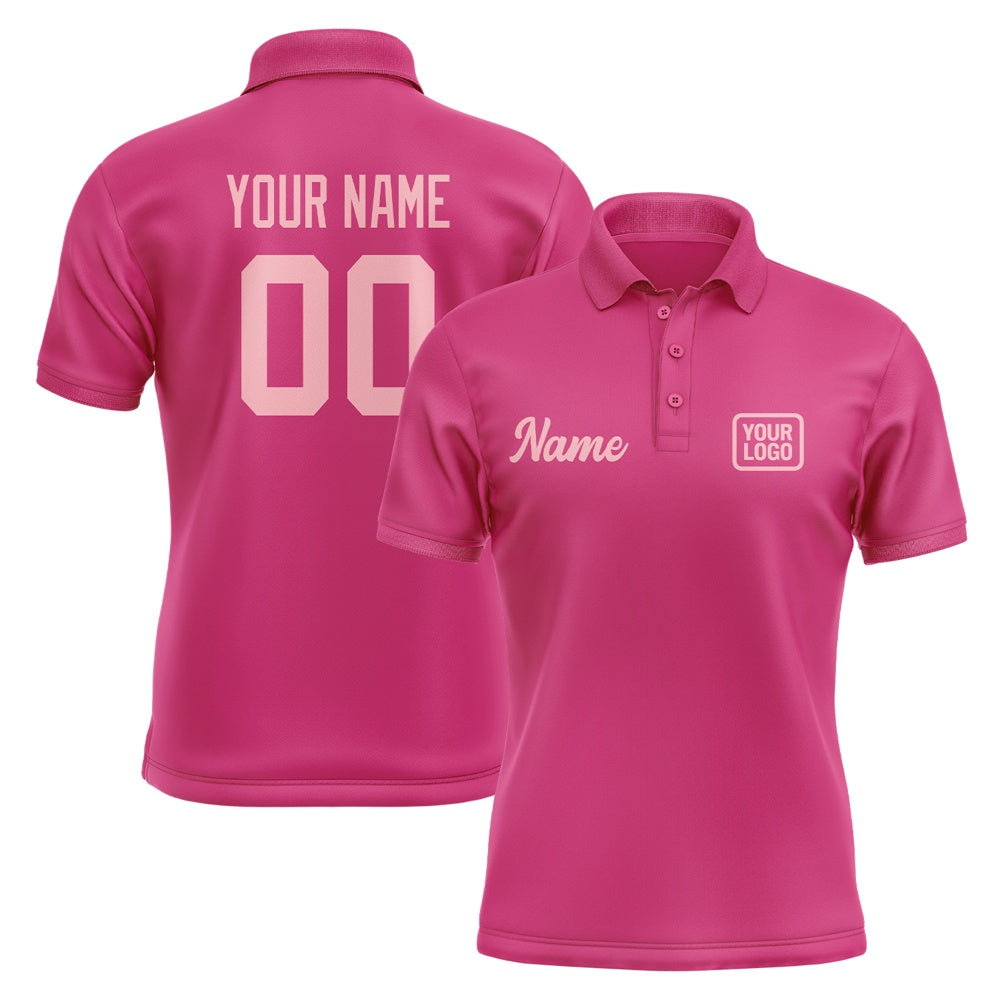 Custom Pink Light Pink Short-Sleeve Polo Shirt