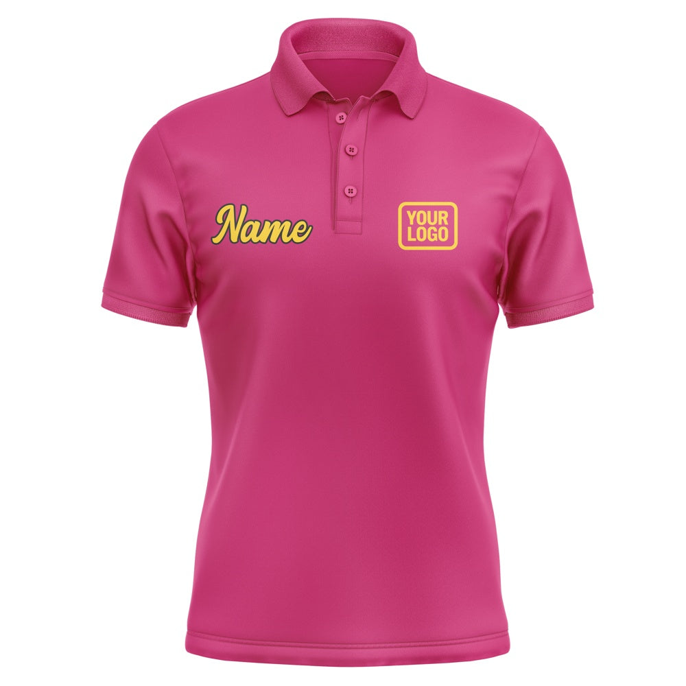 Custom Pink Gold Short-Sleeve Polo Shirt