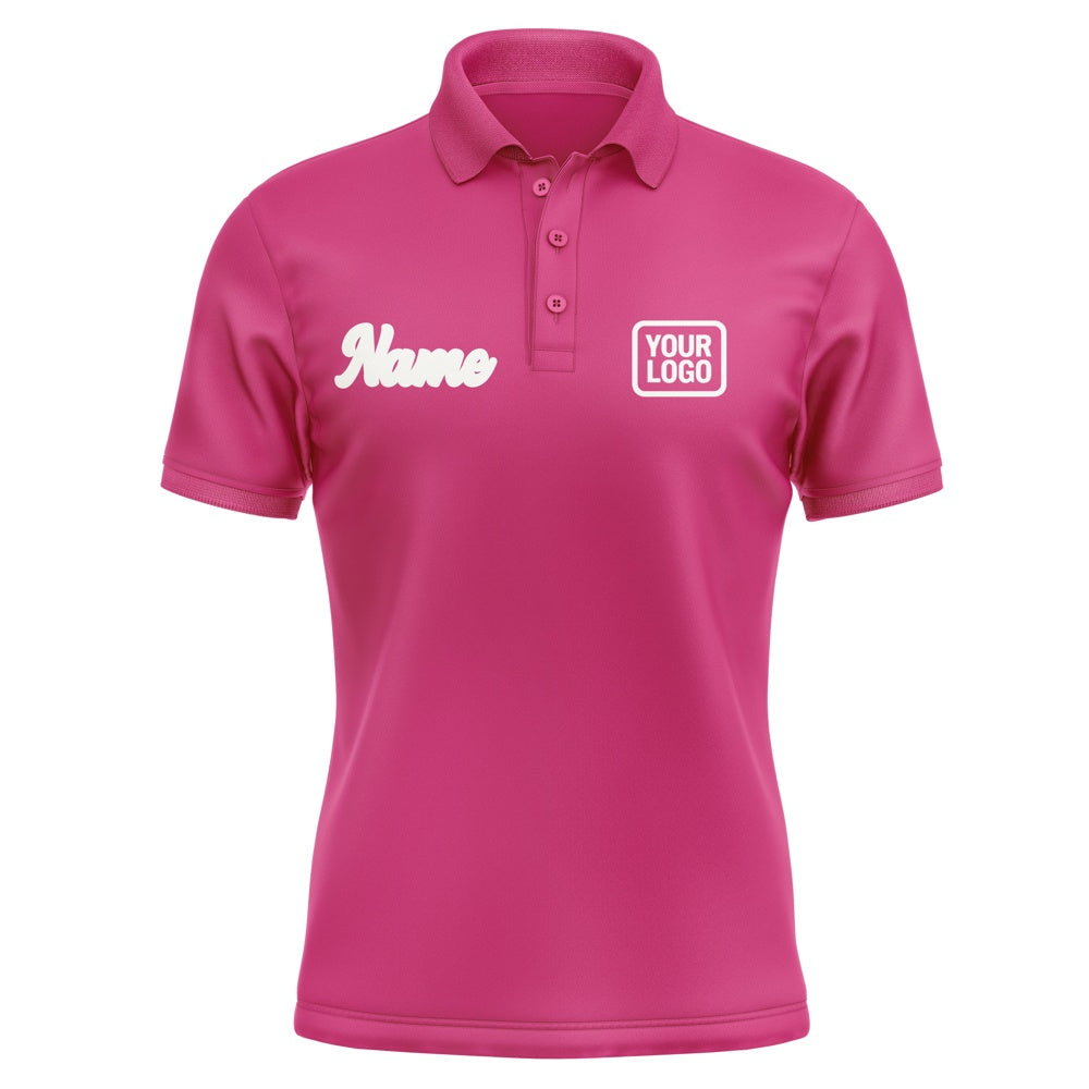 Custom Pink White Short-Sleeve Polo Shirt