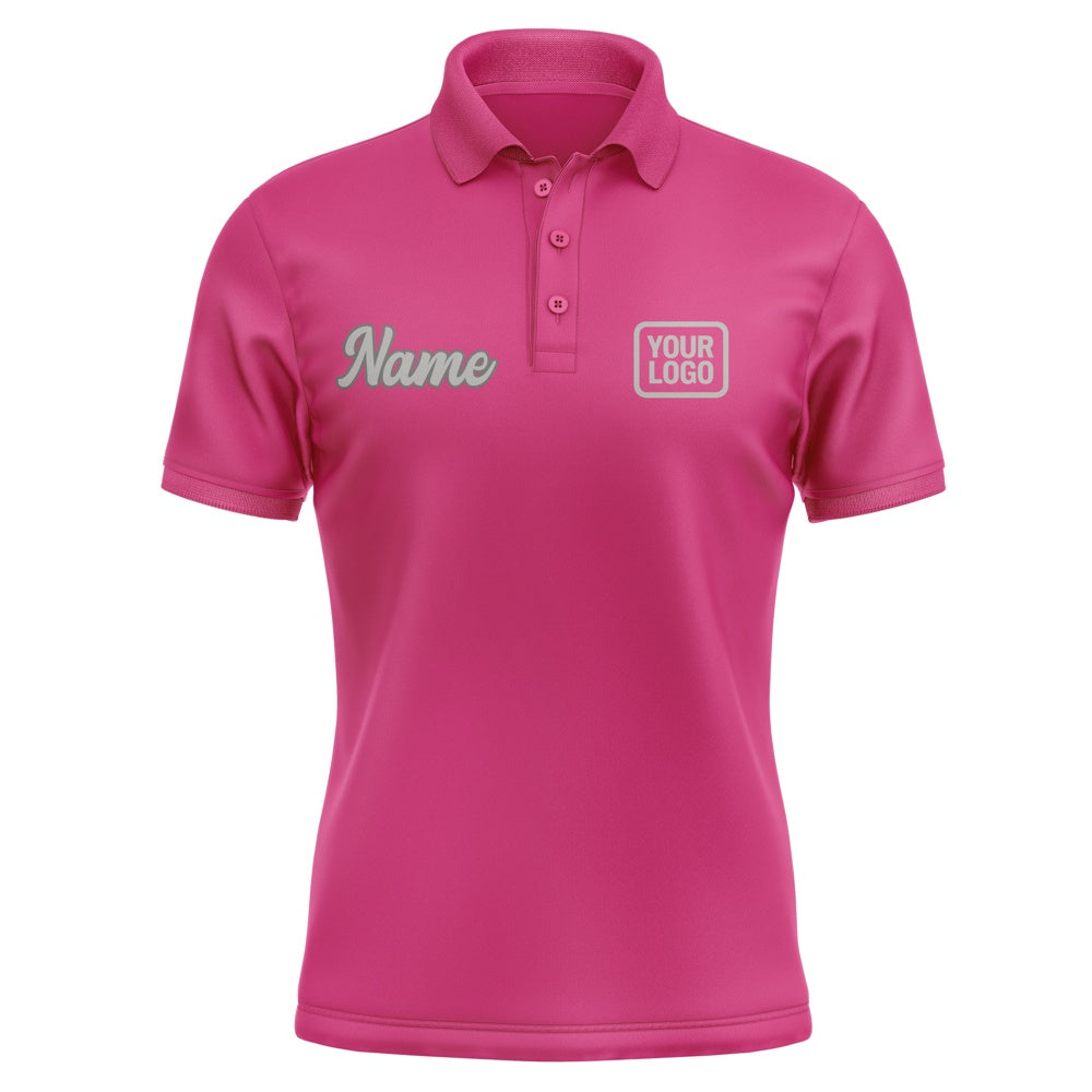 Custom Pink Gray Short-Sleeve Polo Shirt