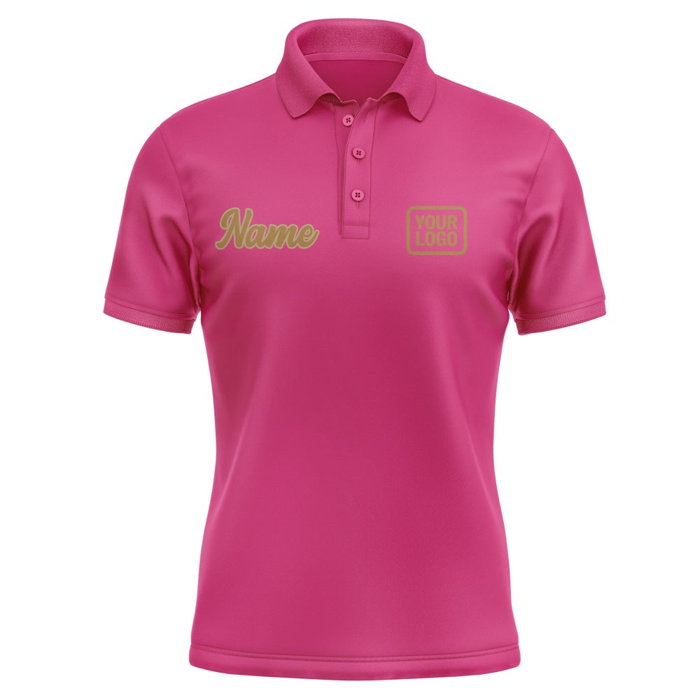 Custom Pink Khaki Short-Sleeve Polo Shirt