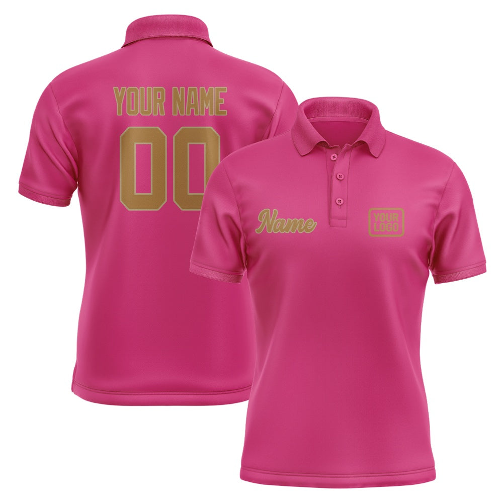Custom Pink Khaki Short-Sleeve Polo Shirt
