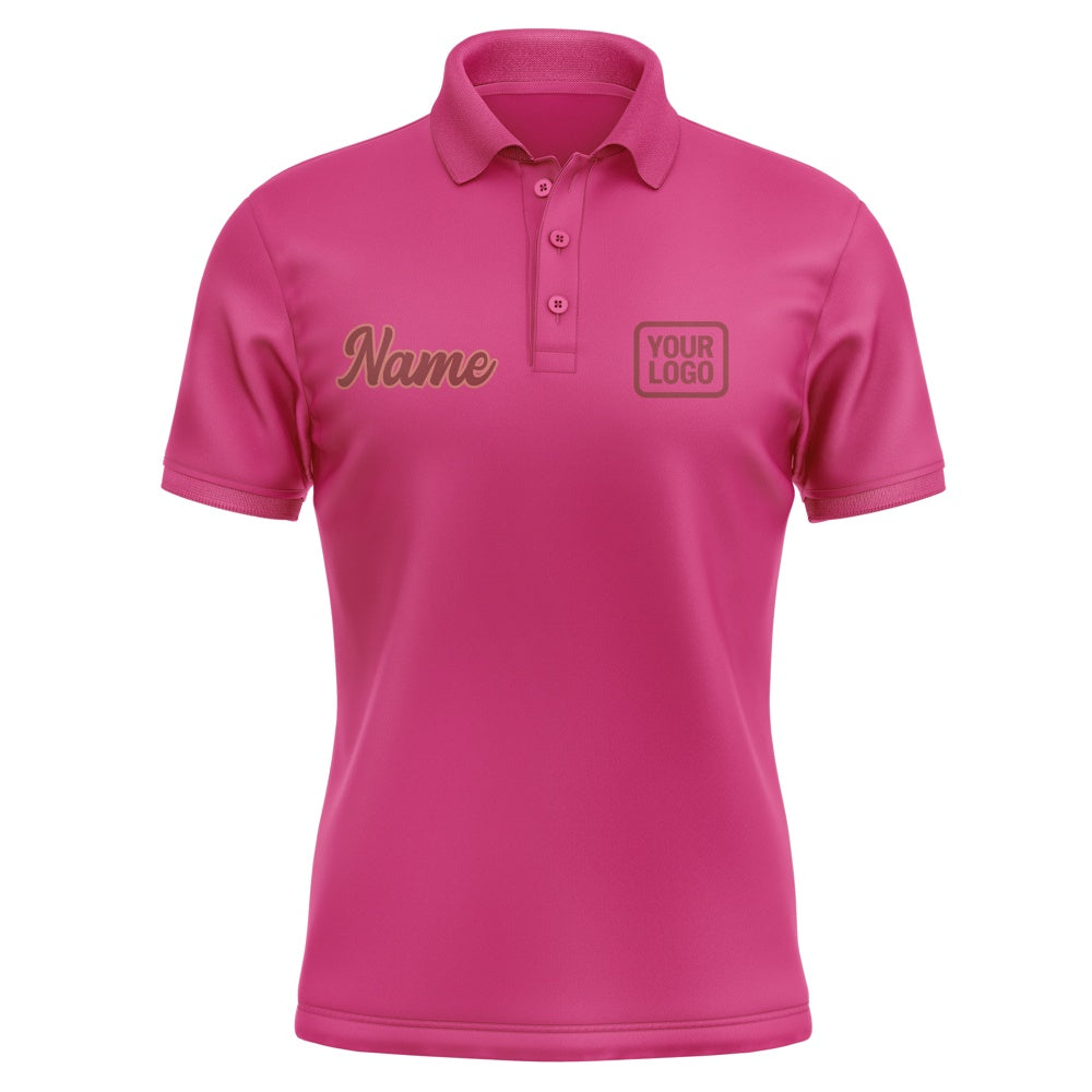 Custom Pink Crimson Red Short-Sleeve Polo Shirt