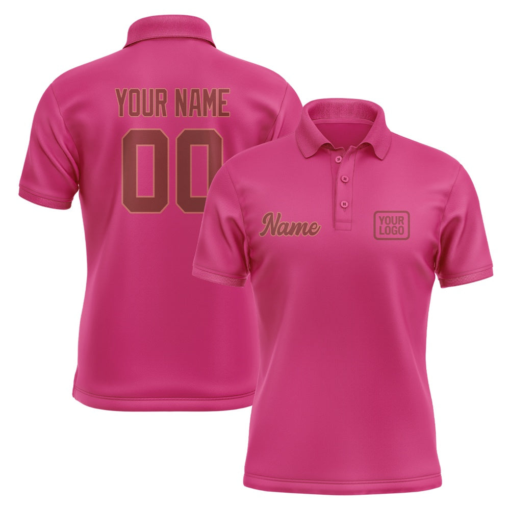 Custom Pink Crimson Red Short-Sleeve Polo Shirt