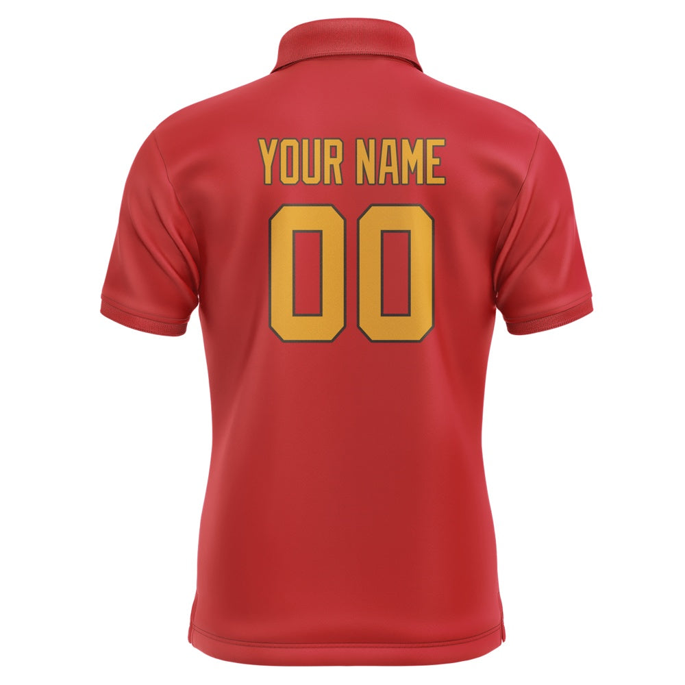 Custom Red Yellow Short-Sleeve Polo Shirt