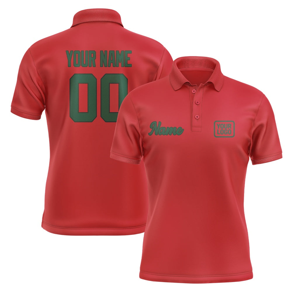 Custom Red Green Short-Sleeve Polo Shirt