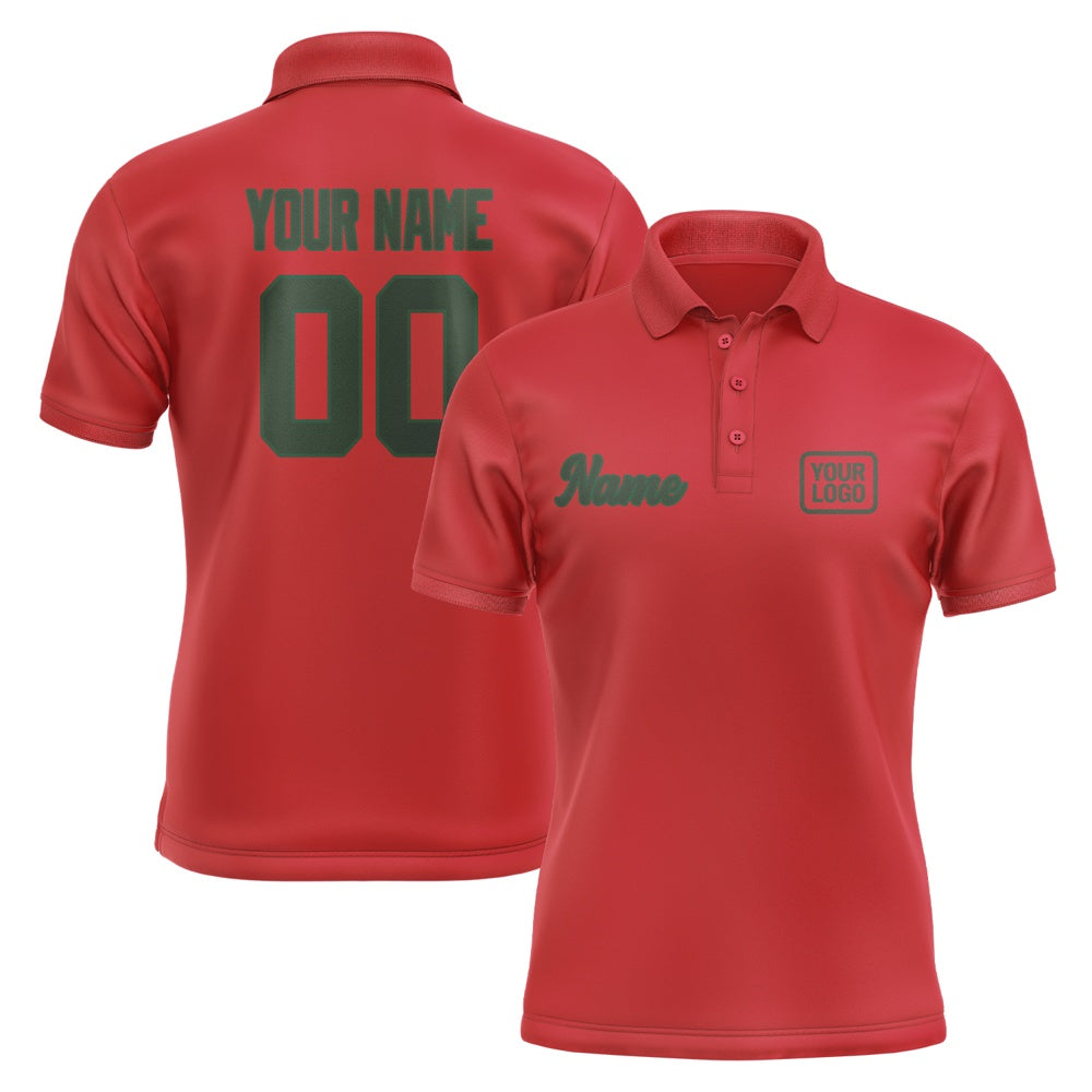 Custom Red Dark Green Short-Sleeve Polo Shirt