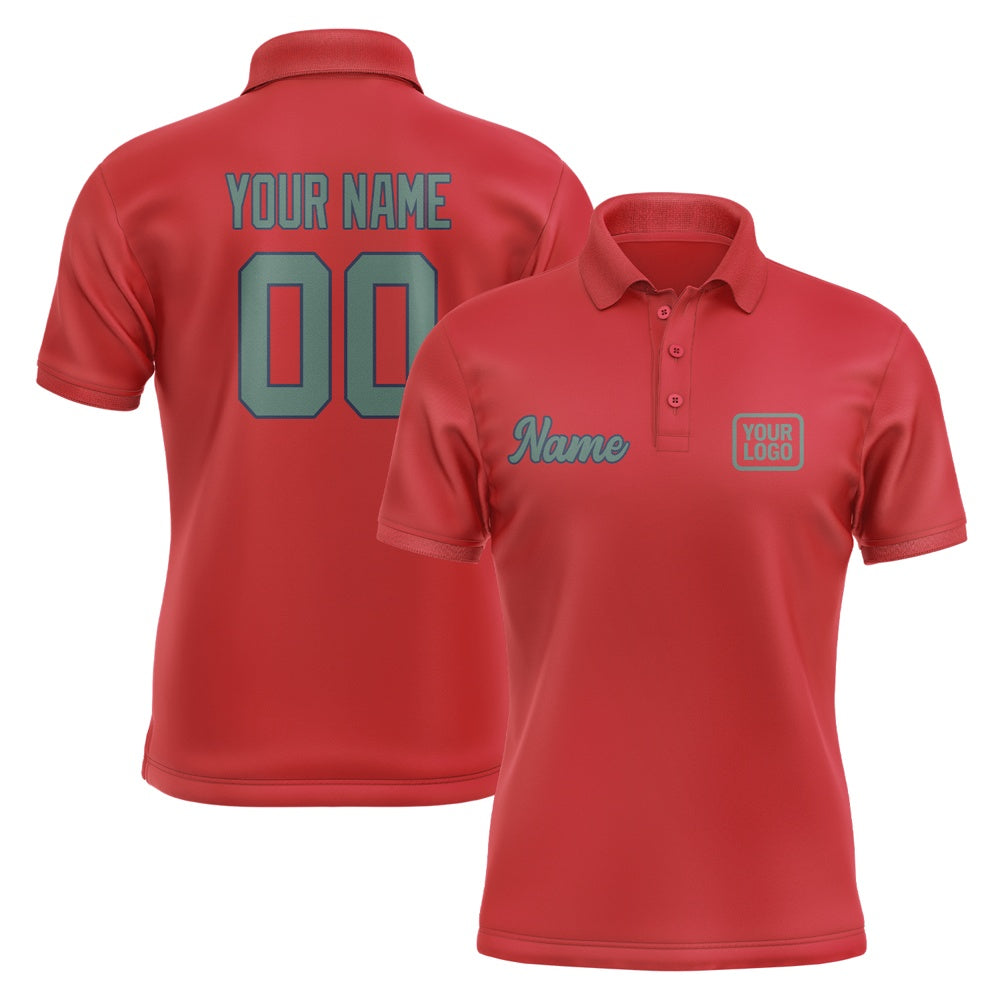 Custom Red Blue Green Short-Sleeve Polo Shirt