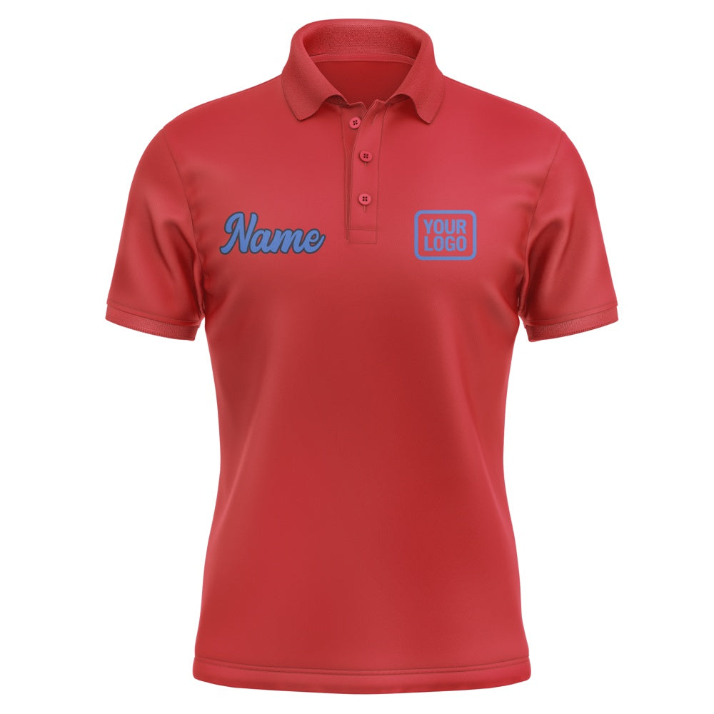 Custom Red Sky Blue Short-Sleeve Polo Shirt