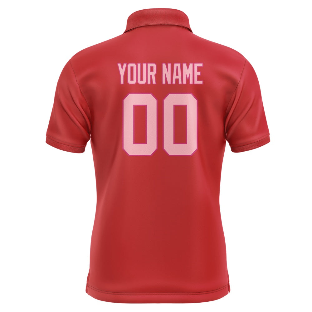 Custom Red Light Pink Short-Sleeve Polo Shirt