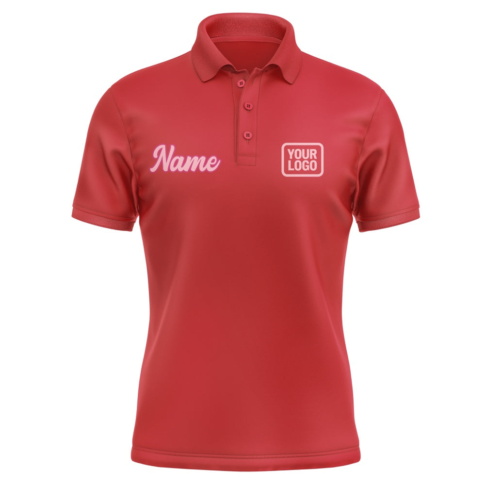 Custom Red Light Pink Short-Sleeve Polo Shirt