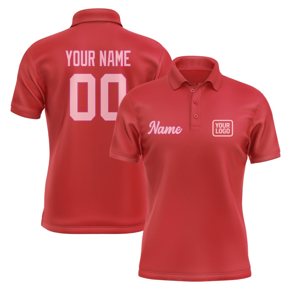 Custom Red Light Pink Short-Sleeve Polo Shirt