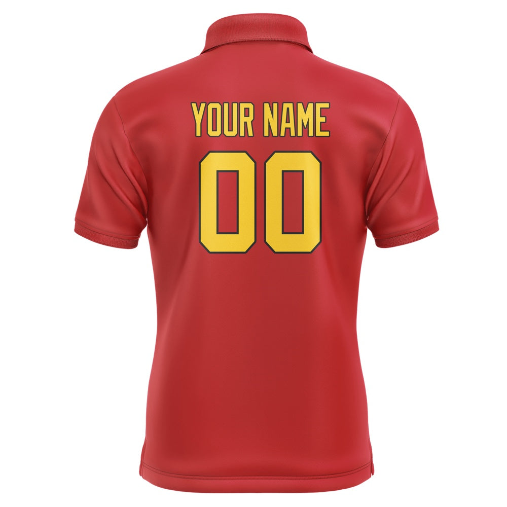 Custom Red Gold Short-Sleeve Polo Shirt