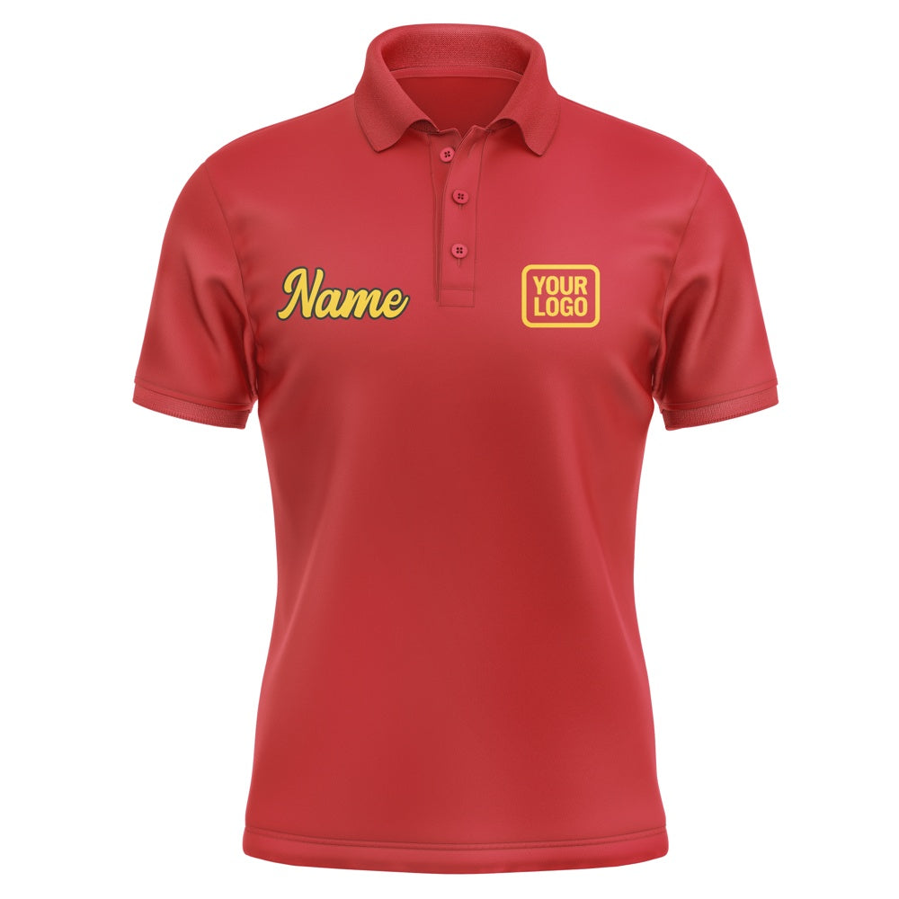 Custom Red Gold Short-Sleeve Polo Shirt