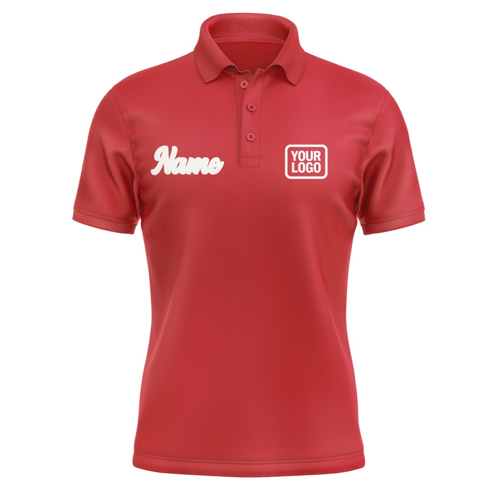 Custom Red White Short-Sleeve Polo Shirt