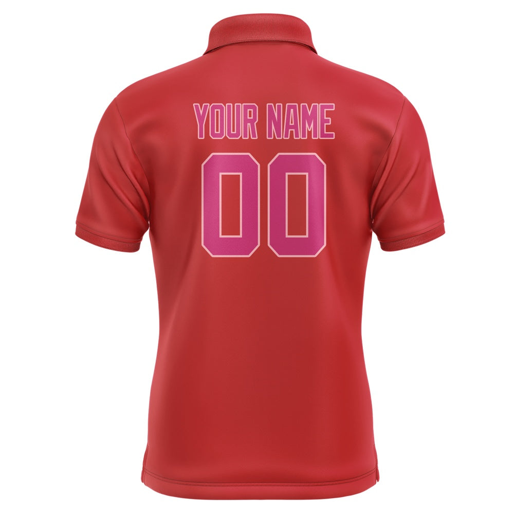 Custom Red Pink Short-Sleeve Polo Shirt