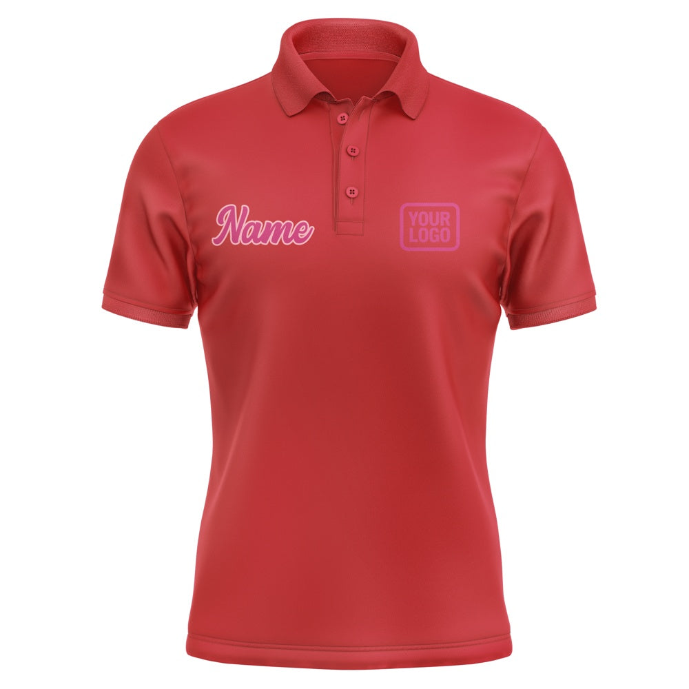 Custom Red Pink Short-Sleeve Polo Shirt