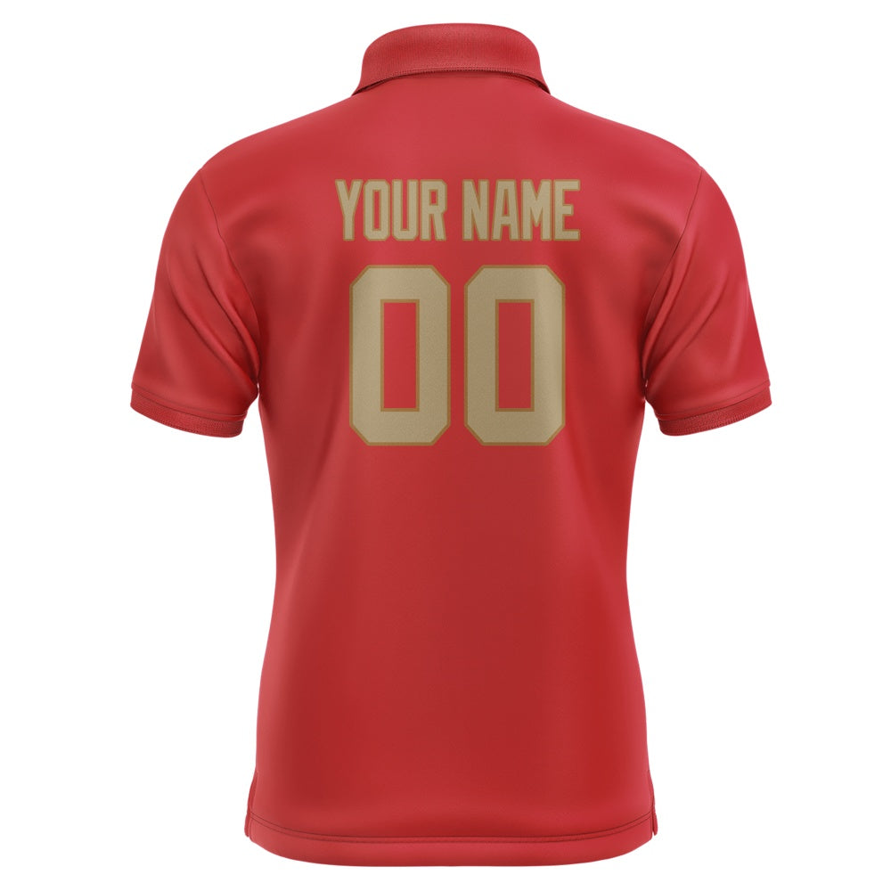 Custom Red Light Khaki Short-Sleeve Polo Shirt