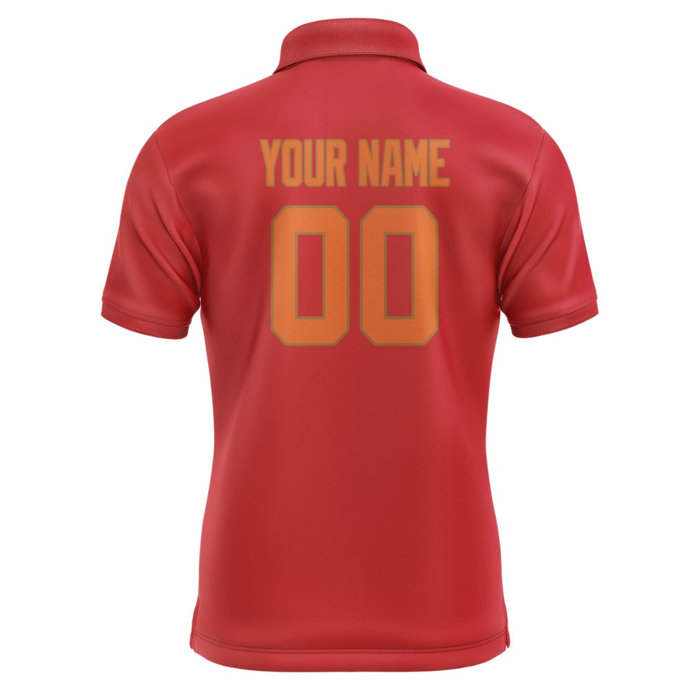 Custom Red Orange Short-Sleeve Polo Shirt