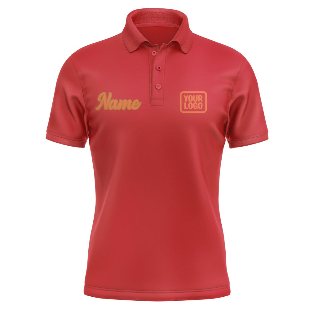 Custom Red Orange Short-Sleeve Polo Shirt