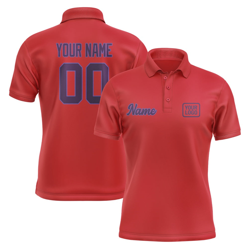 Custom Red Purple Short-Sleeve Polo Shirt
