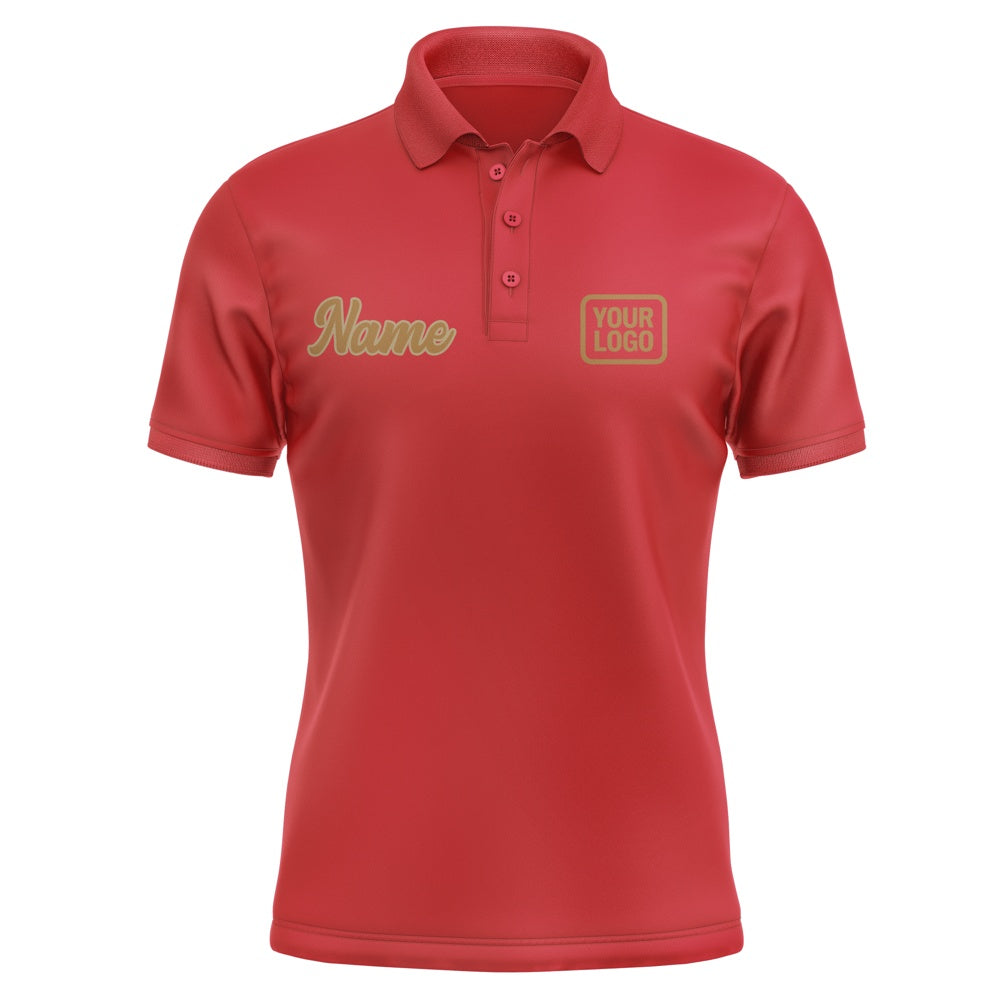 Custom Red Khaki Short-Sleeve Polo Shirt