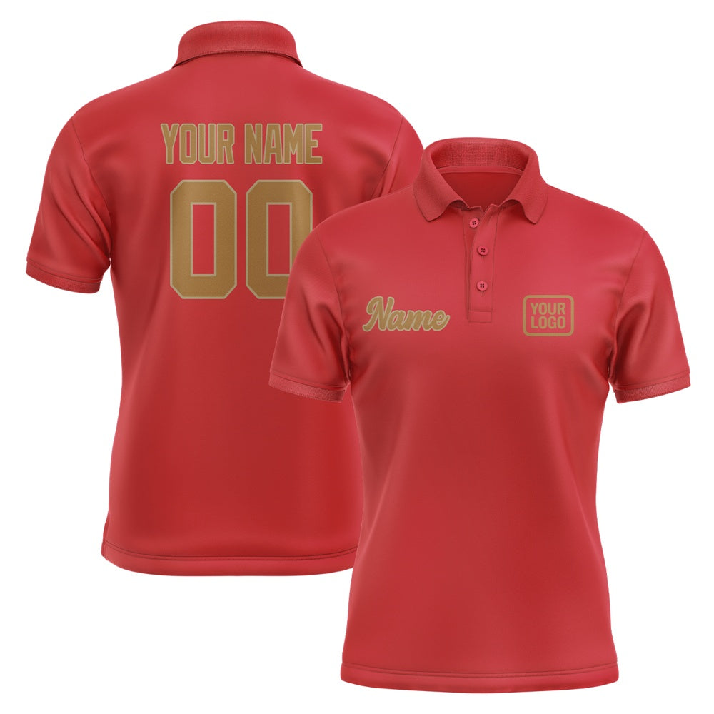 Custom Red Khaki Short-Sleeve Polo Shirt