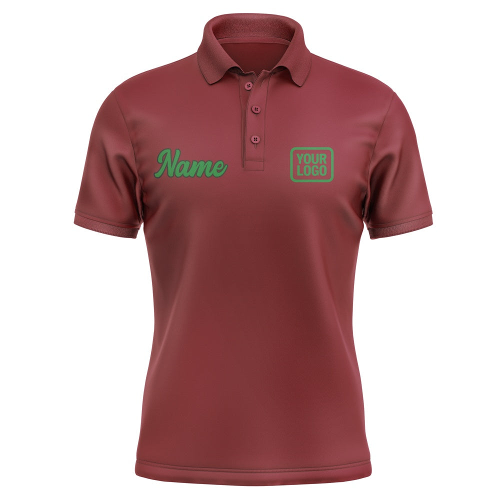 Custom Crimson Red Emerald Green Short-Sleeve Polo Shirt