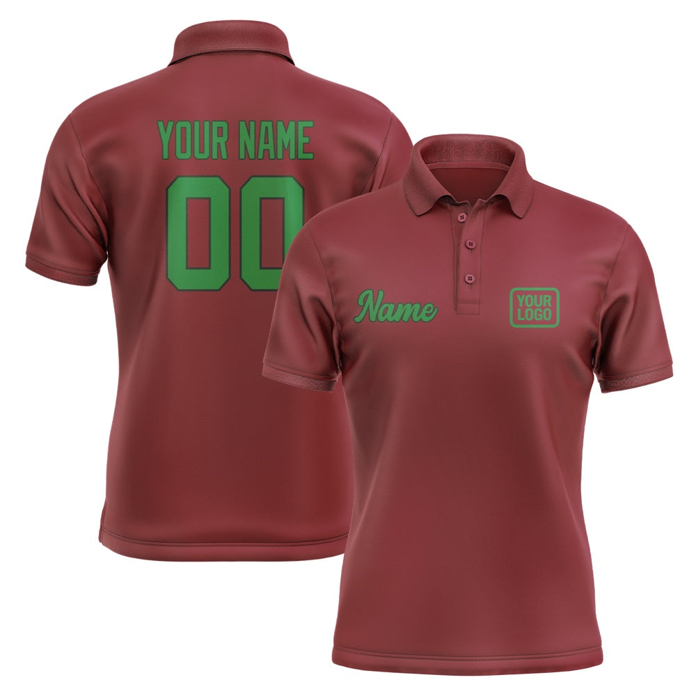 Custom Crimson Red Emerald Green Short-Sleeve Polo Shirt